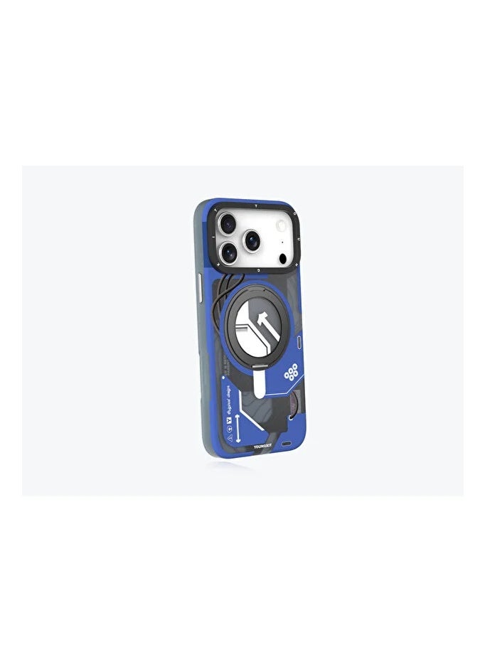 YOUNG KIT Youngkit StarShip Series Magnetic Rotating Stand Model For iPhone 17 Pro - Blue Blade - Image 3